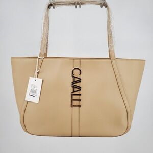 Cavalli‎ Class Sandra Shopper Tote Bag Almond Buff Satchel Handbag Purse New